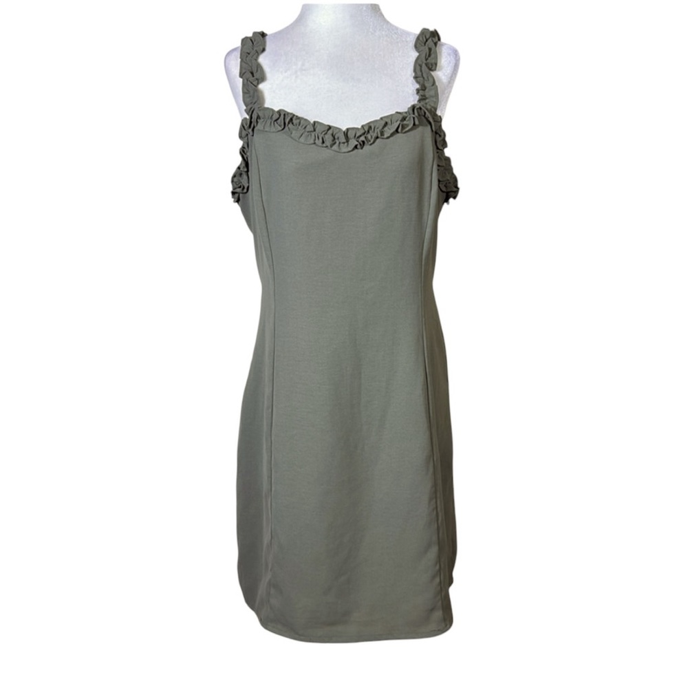 C'isa Cement Ruffled Strap Women's Summer Dress lined Size Large NWOT